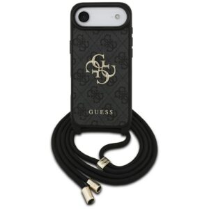 Guess 4G dėklas iPhone 17 Air su virvute – juodas