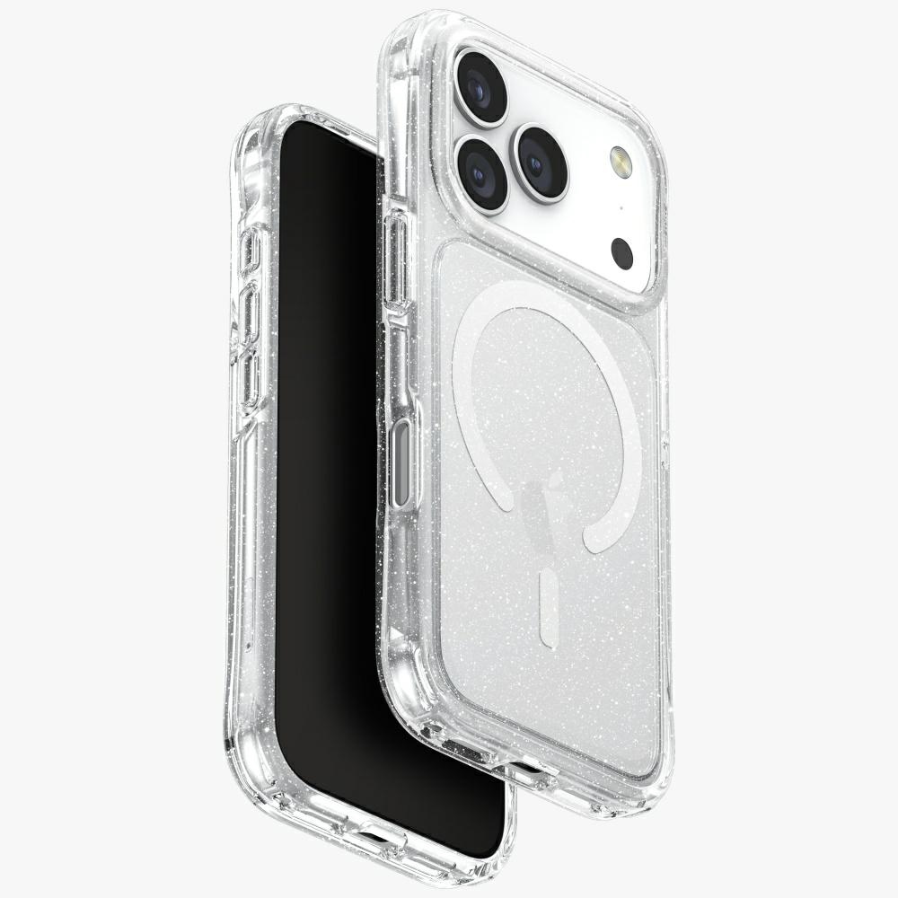 Uniq MagClick dėklas iPhone 17 Pro – skaidrus, blizgus