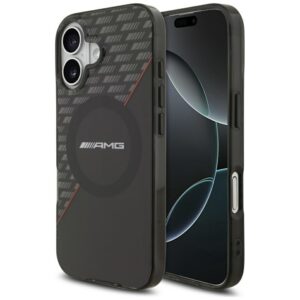 AMG Double Layer Transparent Rhombs MagSafe dėklas, skirtas iPhone 17 - Juodas ir raudonas