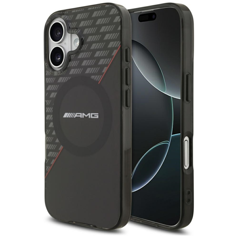 AMG Double Layer Transparent Rhombs MagSafe dėklas, skirtas iPhone 17 - Juodas ir raudonas