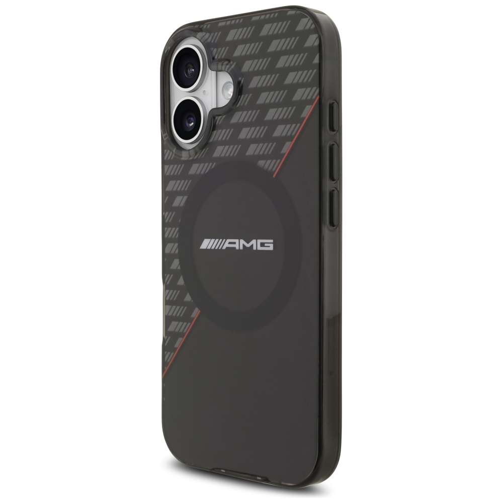 AMG Double Layer Transparent Rhombs MagSafe dėklas, skirtas iPhone 17 - Juodas ir raudonas