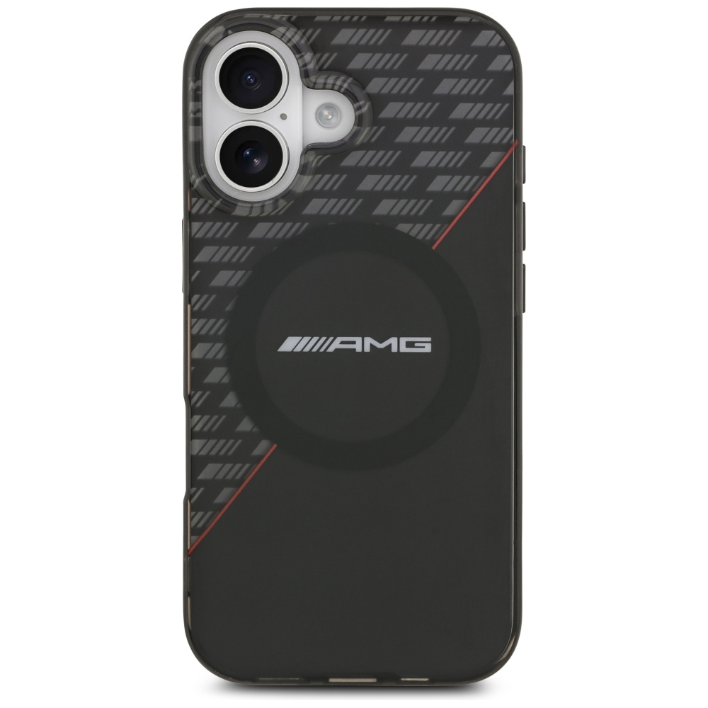 AMG Double Layer Transparent Rhombs MagSafe dėklas, skirtas iPhone 17 - Juodas ir raudonas