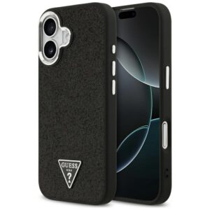 Guess Blizgantis trikampis logotipas MagSafe Dėklas, skirtas iPhone 17 - Black