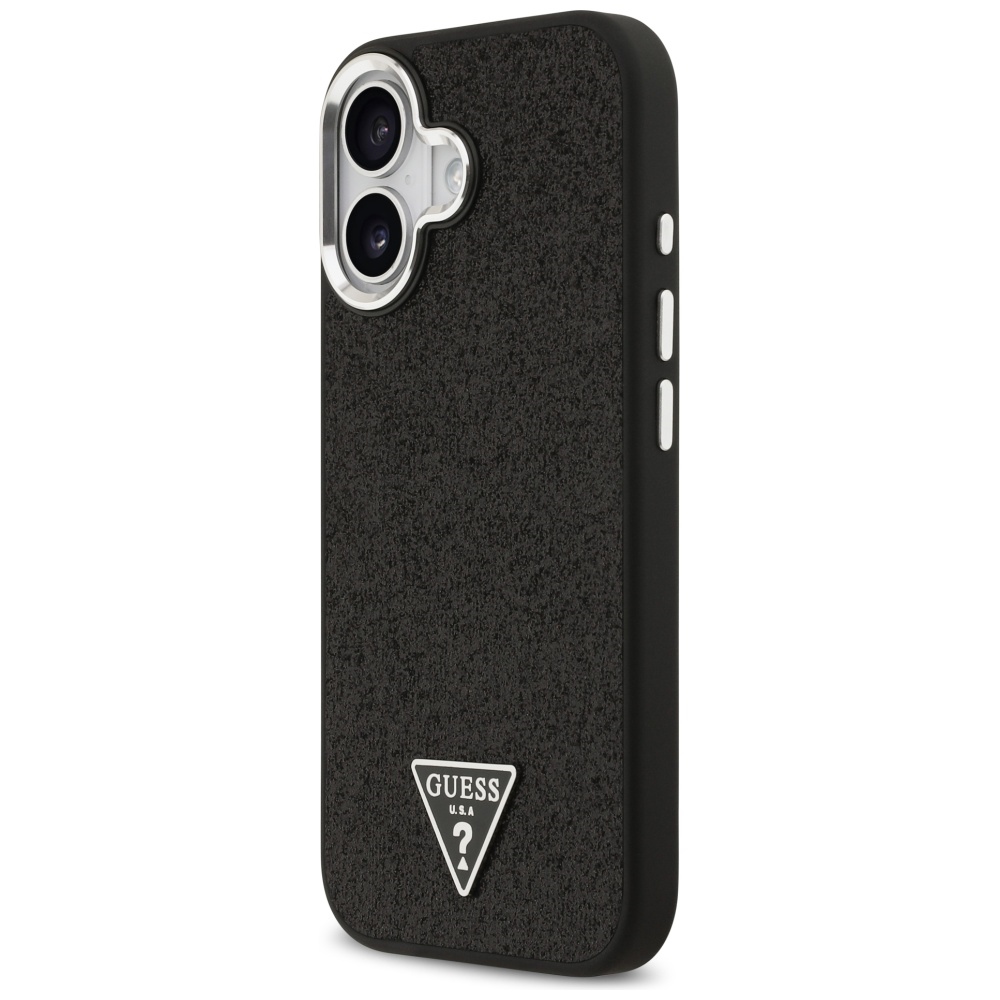 Guess Blizgantis trikampis logotipas MagSafe Dėklas, skirtas iPhone 17 - Black