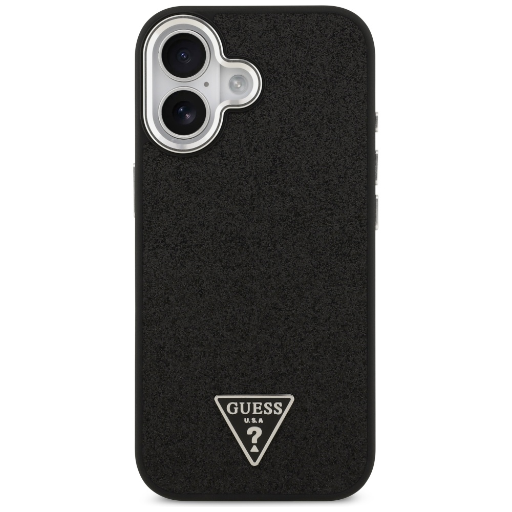 Guess Blizgantis trikampis logotipas MagSafe Dėklas, skirtas iPhone 17 - Black