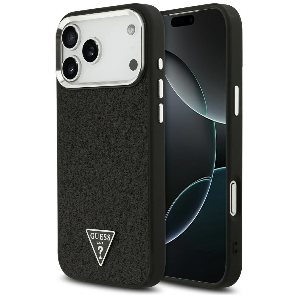 Guess Blizgantis trikampis logotipas MagSafe Dėklas, skirtas iPhone 17 Pro Max - Black