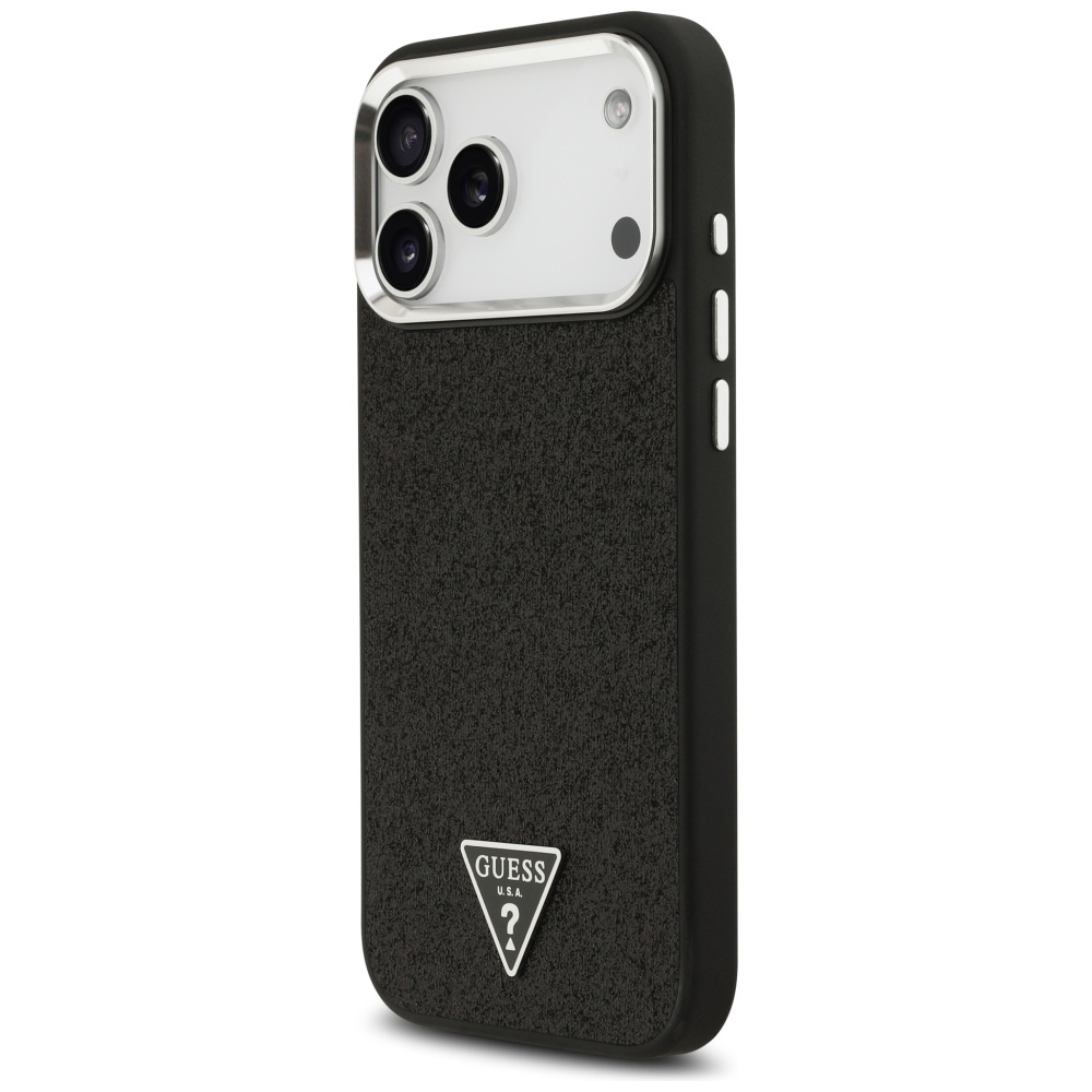 Guess Blizgantis trikampis logotipas MagSafe Dėklas, skirtas iPhone 17 Pro Max - Black