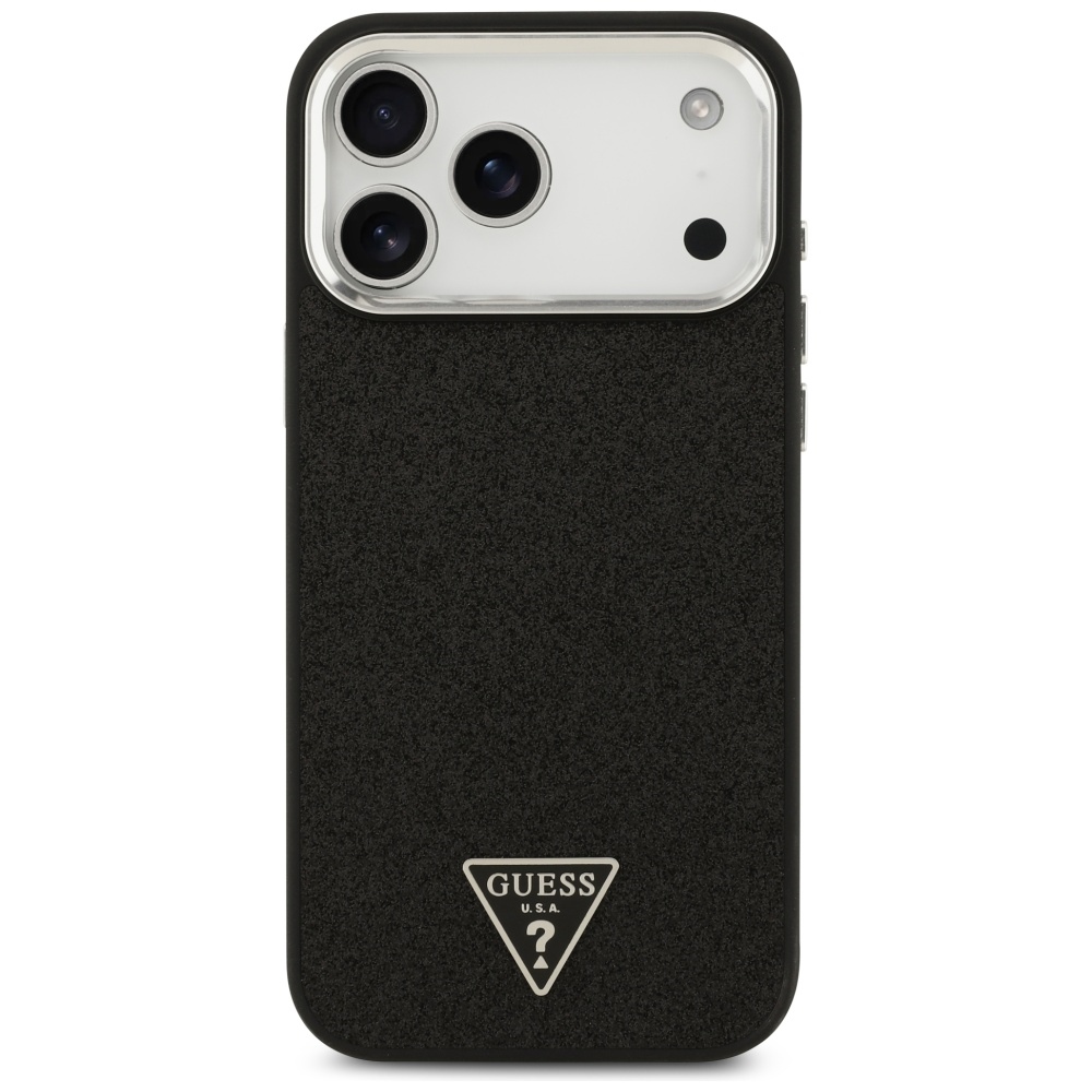 Guess Blizgantis trikampis logotipas MagSafe Dėklas, skirtas iPhone 17 Pro Max - Black