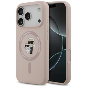 Karl Lagerfeld silikoninis MagSafe dėklas iPhone 17 Pro – rožinis