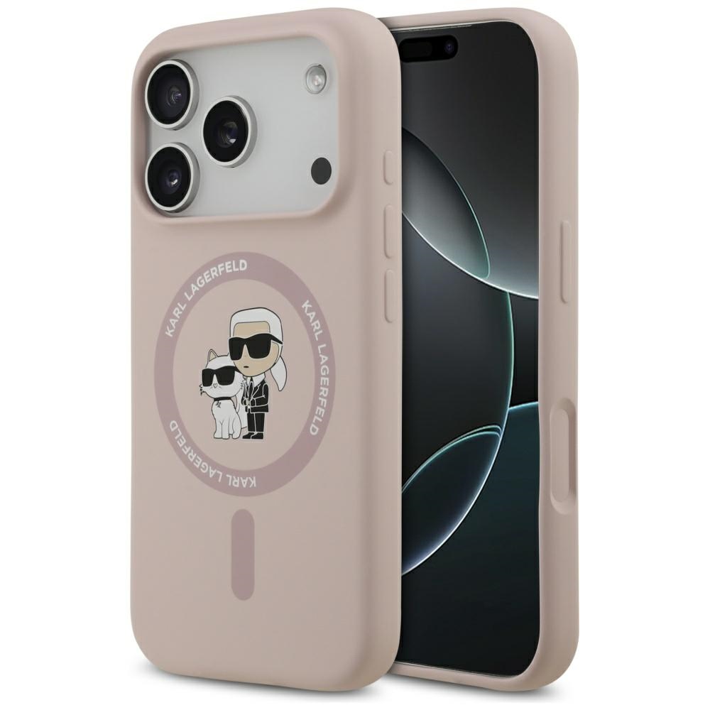 Karl Lagerfeld silikoninis MagSafe dėklas iPhone 17 Pro – rožinis