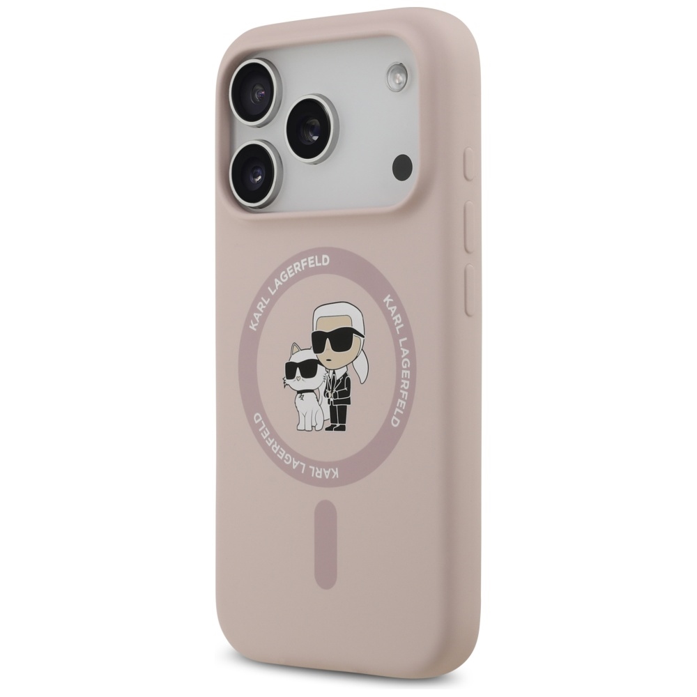 Karl Lagerfeld silikoninis MagSafe dėklas iPhone 17 Pro – rožinis