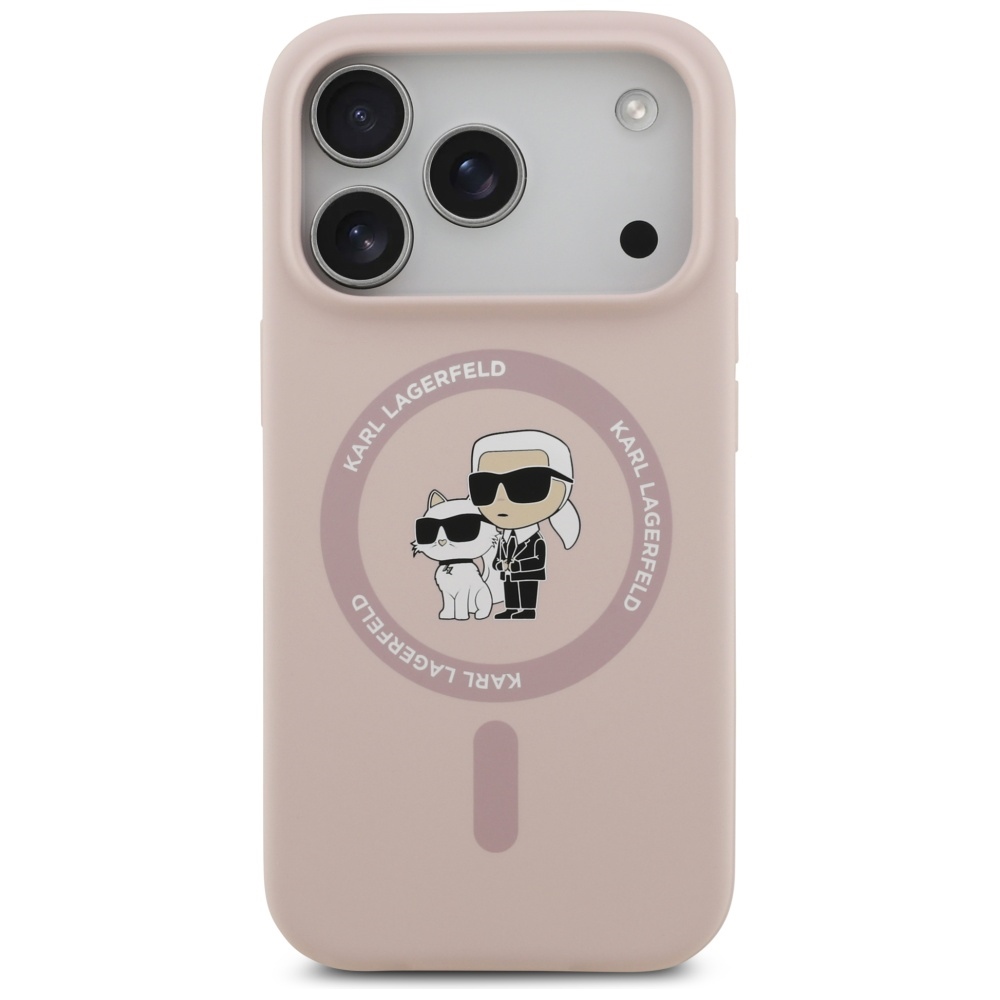 Karl Lagerfeld silikoninis MagSafe dėklas iPhone 17 Pro – rožinis