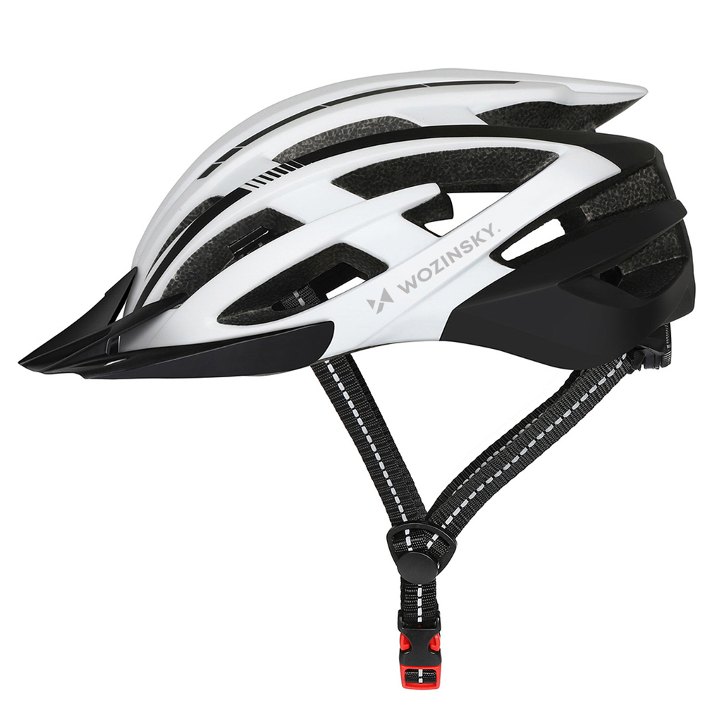 Wozinsky MTB dviračio šalmas su nuimama viršūne ir galine USB šviesa M - juodai balta