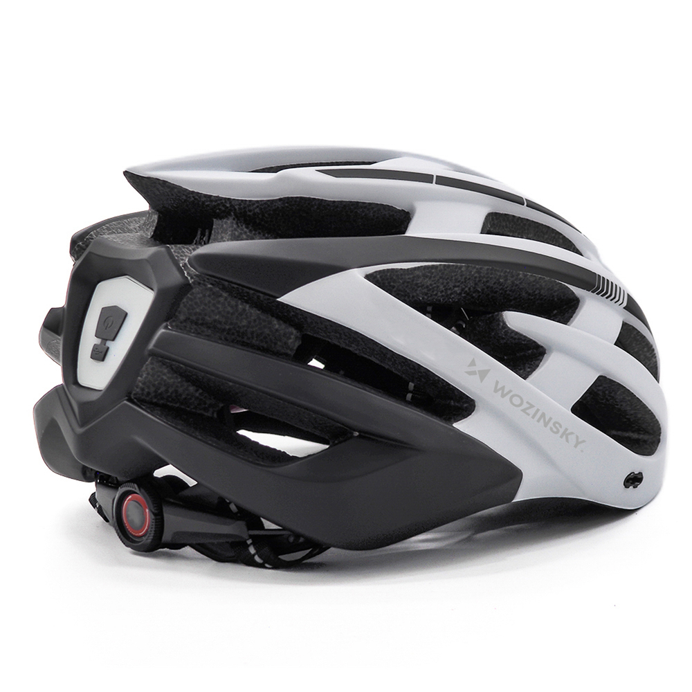 Wozinsky MTB dviračio šalmas su nuimama viršūne ir galine USB šviesa M - juodai balta
