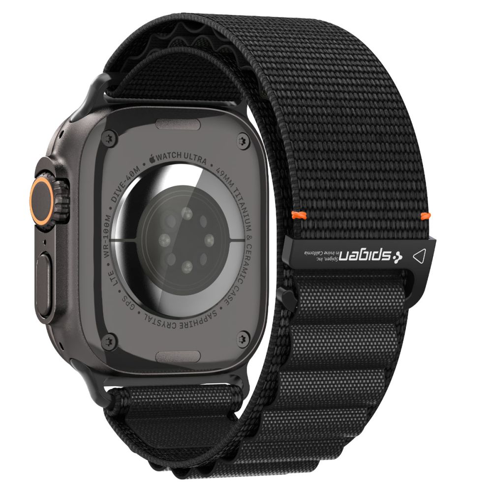 Dirželis Spigen WBF1 Apple Watch 8 / 9 / 10 / 11 / SE / Ultra (44 / 45 / 46 / 49 mm), juodas