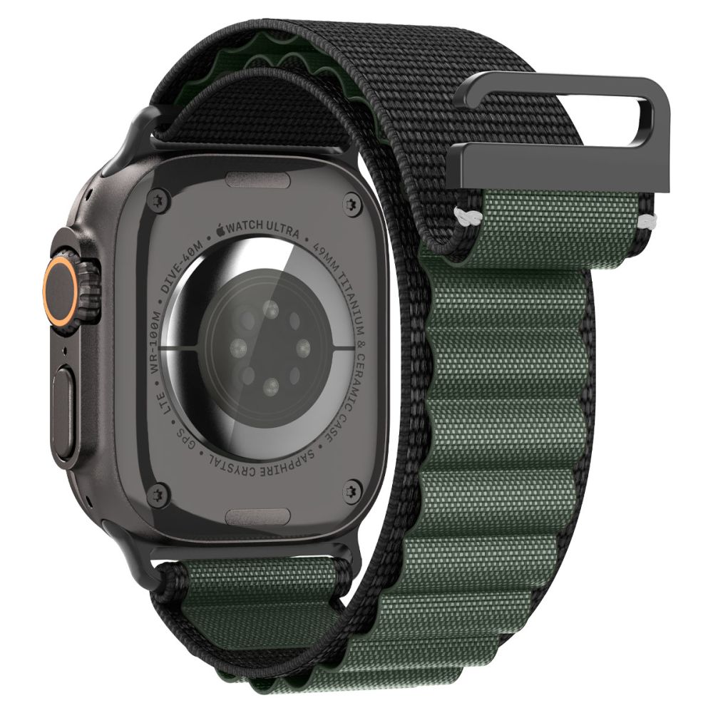 Dirželis Spigen WBF1 Apple Watch 8 / 9 / 10 / 11 / SE / Ultra (44 / 45 / 46 / 49 mm), juodas/žalias