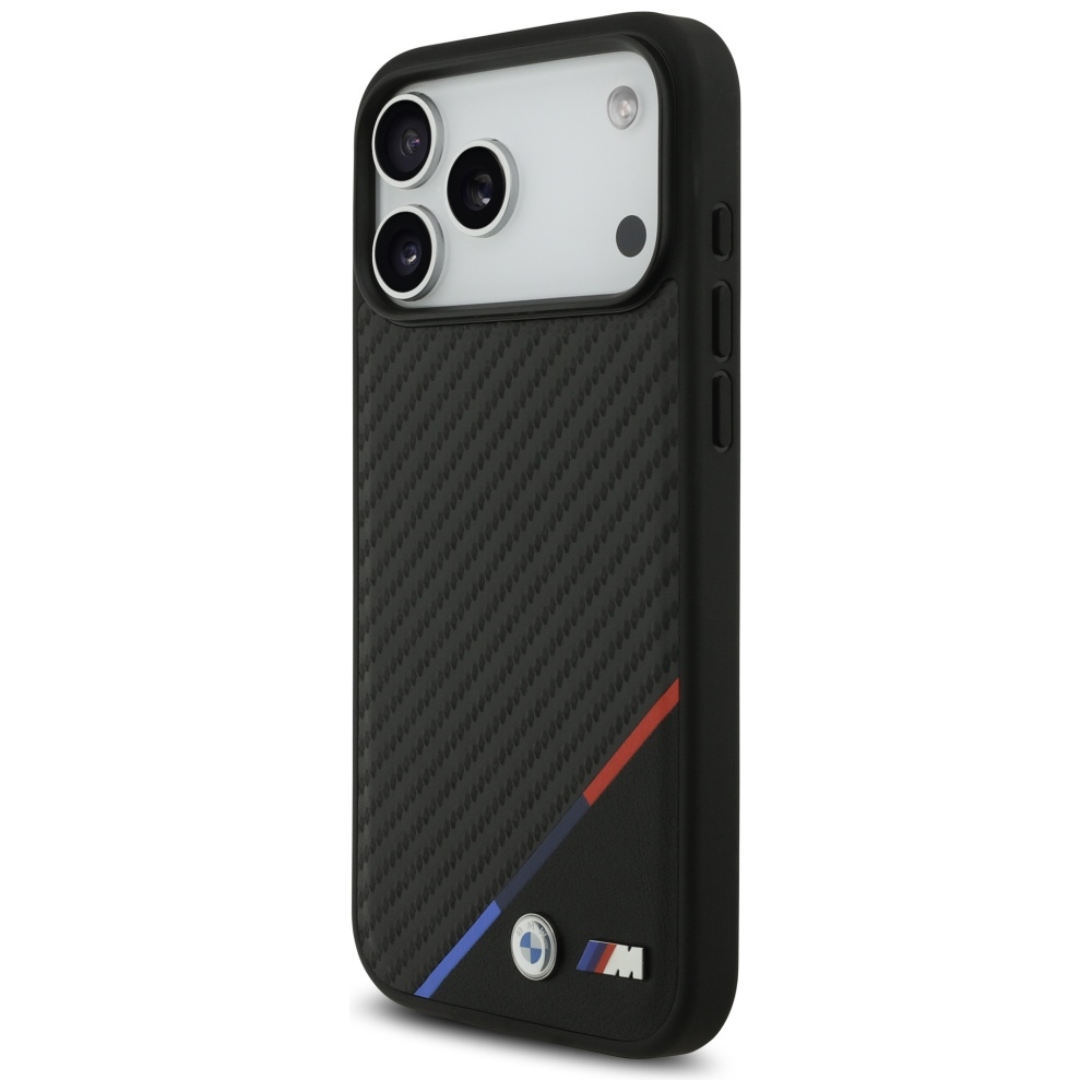 BMW M Carbon Tricolor Line MagSafe dėklas, skirtas iPhone 17 Pro Max - Juodas