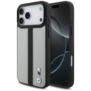 BMW M perforuotas juostelinis logotipas MagSafe Dėklas, skirtas iPhone 17 Pro Max - Gray