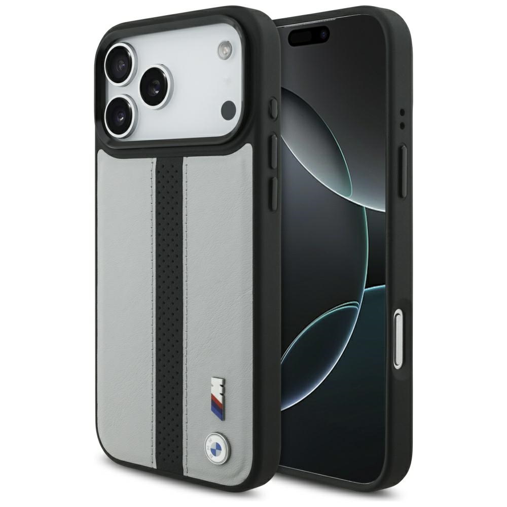BMW M perforuotas juostelinis logotipas MagSafe Dėklas, skirtas iPhone 17 Pro Max - Gray
