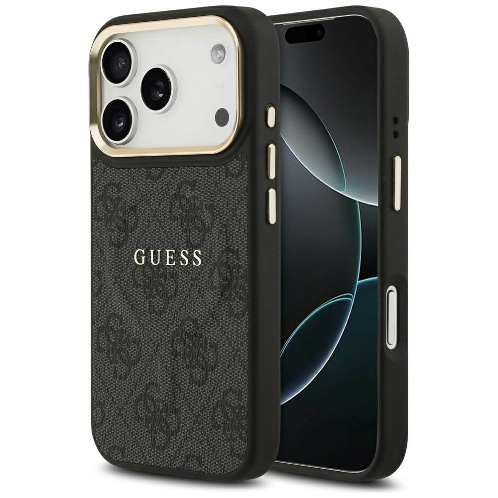 Guess 4G PU Classic Logo MagSafe dėklas iPhone 17 Pro - juodas