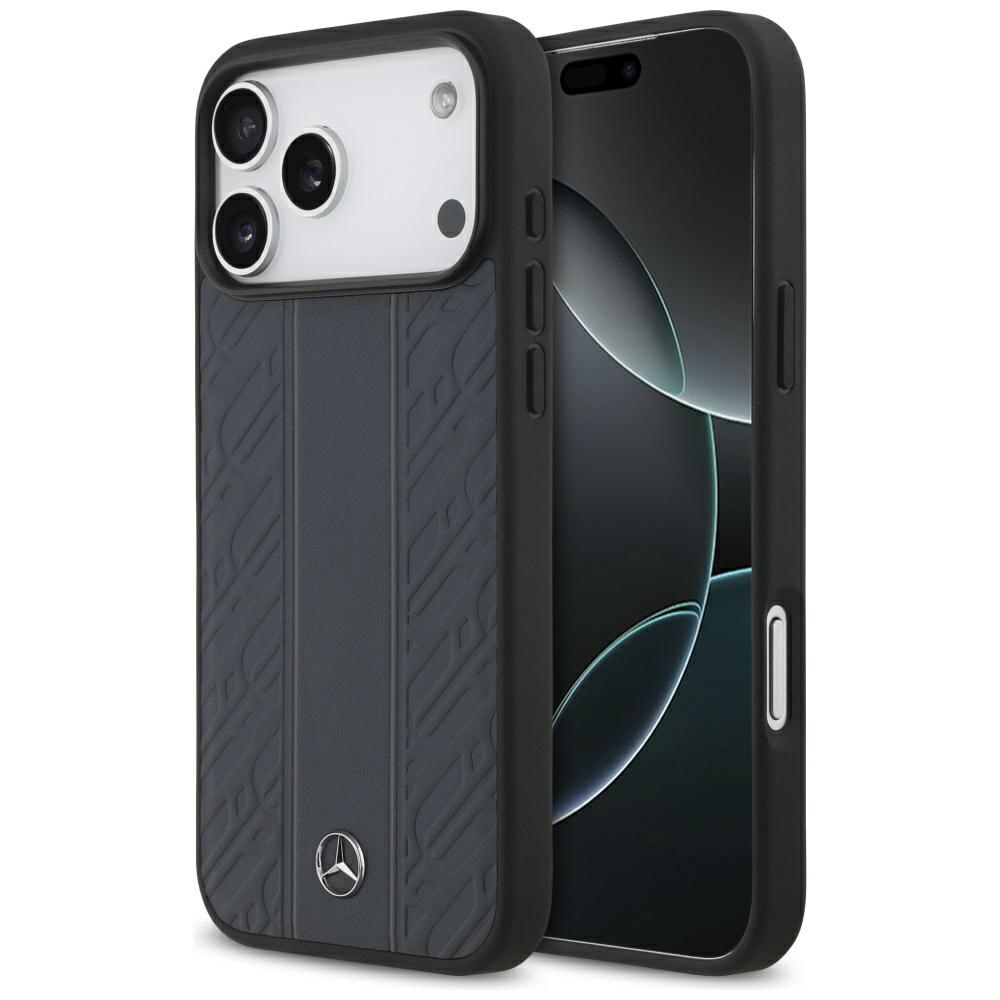Mercedes Leather Laurel Leaves Stripes MagSafe dėklas iPhone 17 Pro Max - Mėlynas