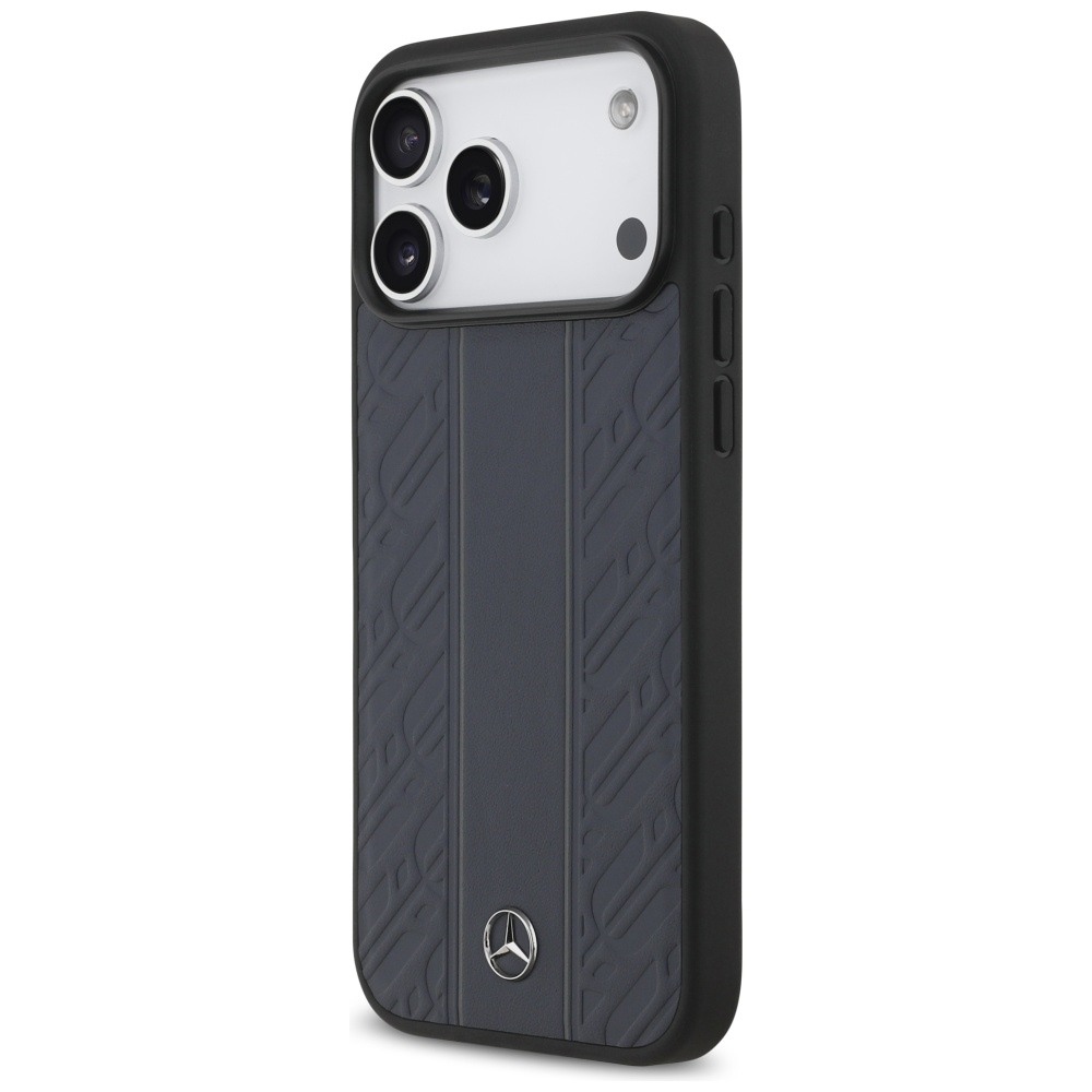 Mercedes Leather Laurel Leaves Stripes MagSafe dėklas iPhone 17 Pro Max - Mėlynas