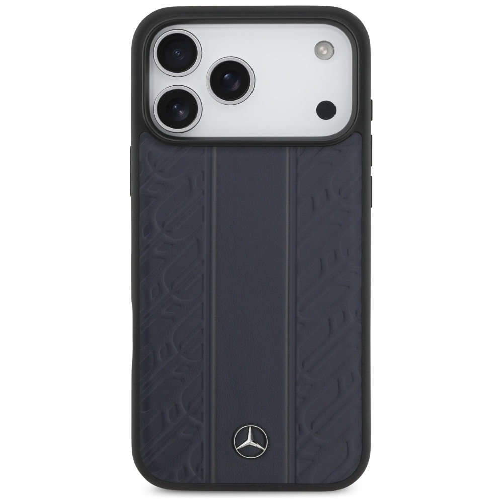 Mercedes Leather Laurel Leaves Stripes MagSafe dėklas iPhone 17 Pro Max - Mėlynas