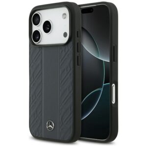 Mercedes Leather Laurel Leaves Stripes MagSafe dėklas iPhone 17 Pro - Mėlyna