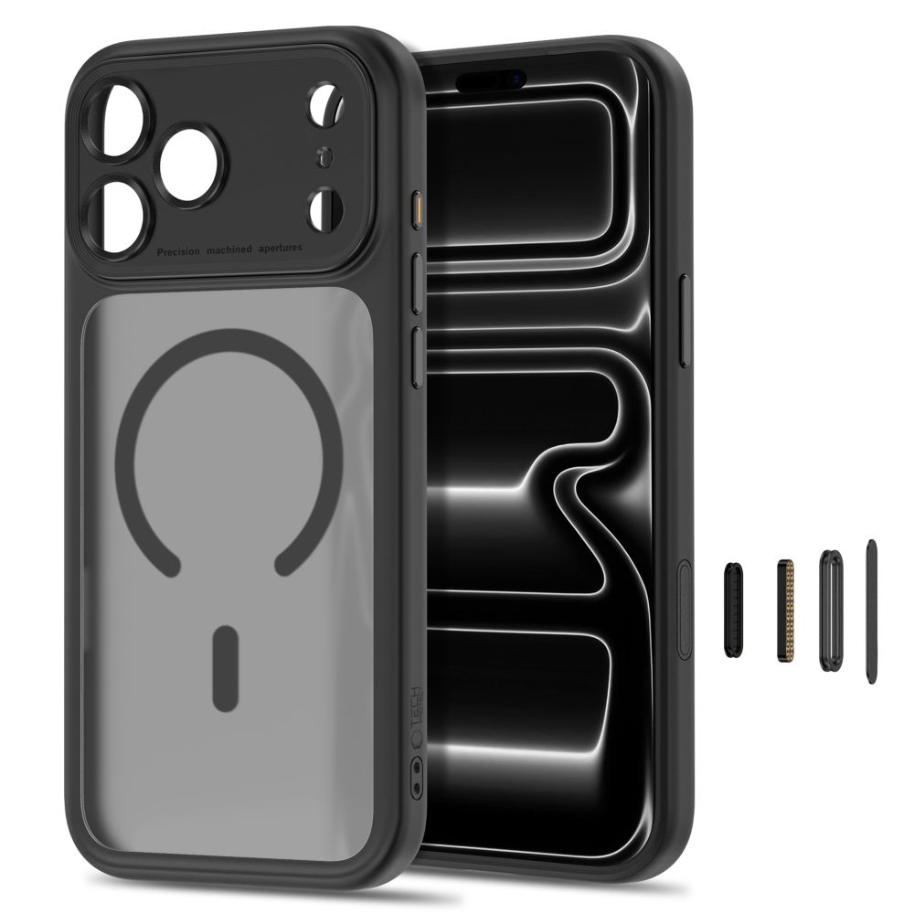 Dėklas Tech-Protect MagPeak MagSafe CC iPhone 17 Pro / 18 Pro, matinis juodas