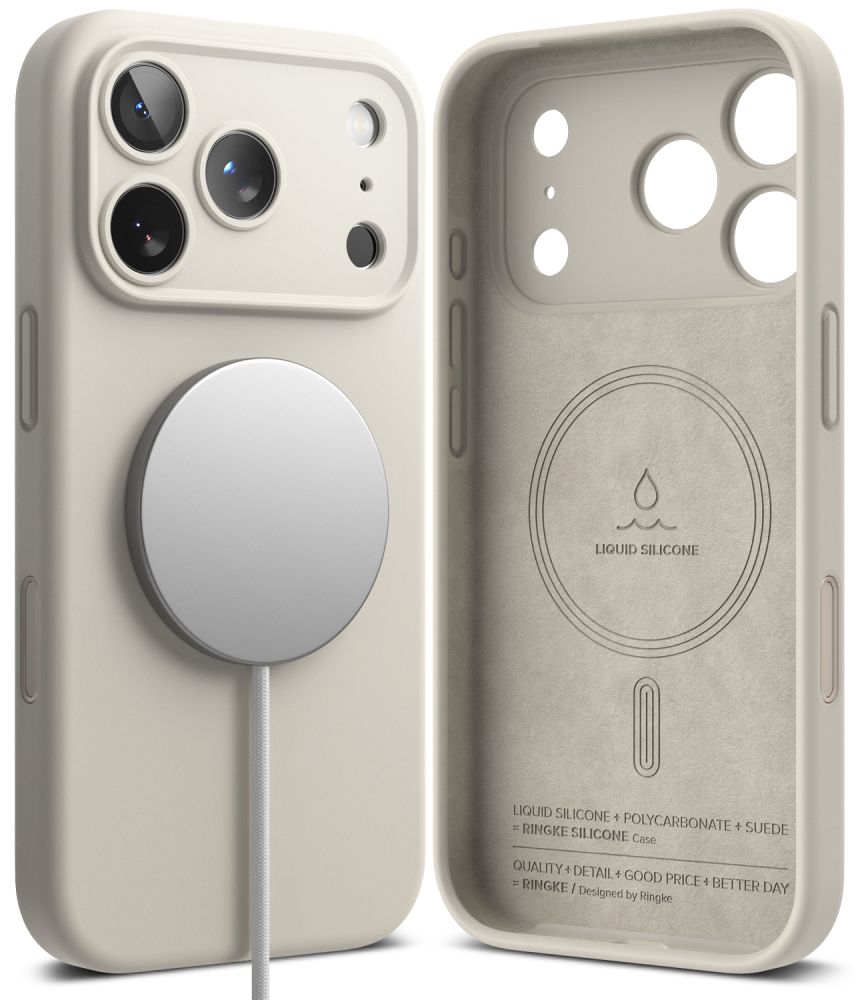 Dėklas Ringke Silicone Magnetic MagSafe iPhone 17 Pro / 18 Pro, akmeninis