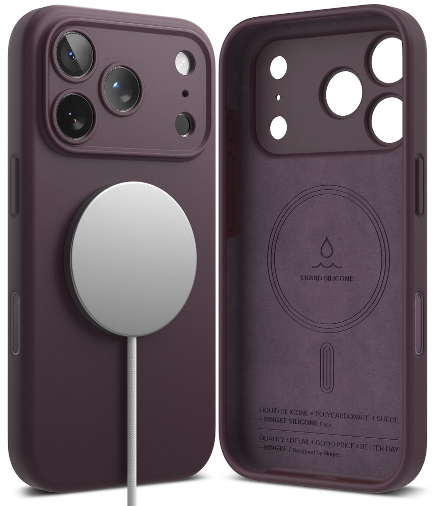 Dėklas Ringke Silicone Magnetic MagSafe iPhone 17 Pro / 18 Pro, bordo