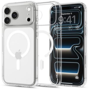 Dėklas Spigen Ultra Hybrid MagSafe iPhone 17 Pro Max / 18 Pro Max, skaidrus baltas