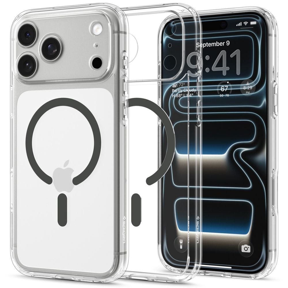 Dėklas Spigen Ultra Hybrid MagSafe iPhone 17 Pro / 18 Pro, skaidrus grafitinis