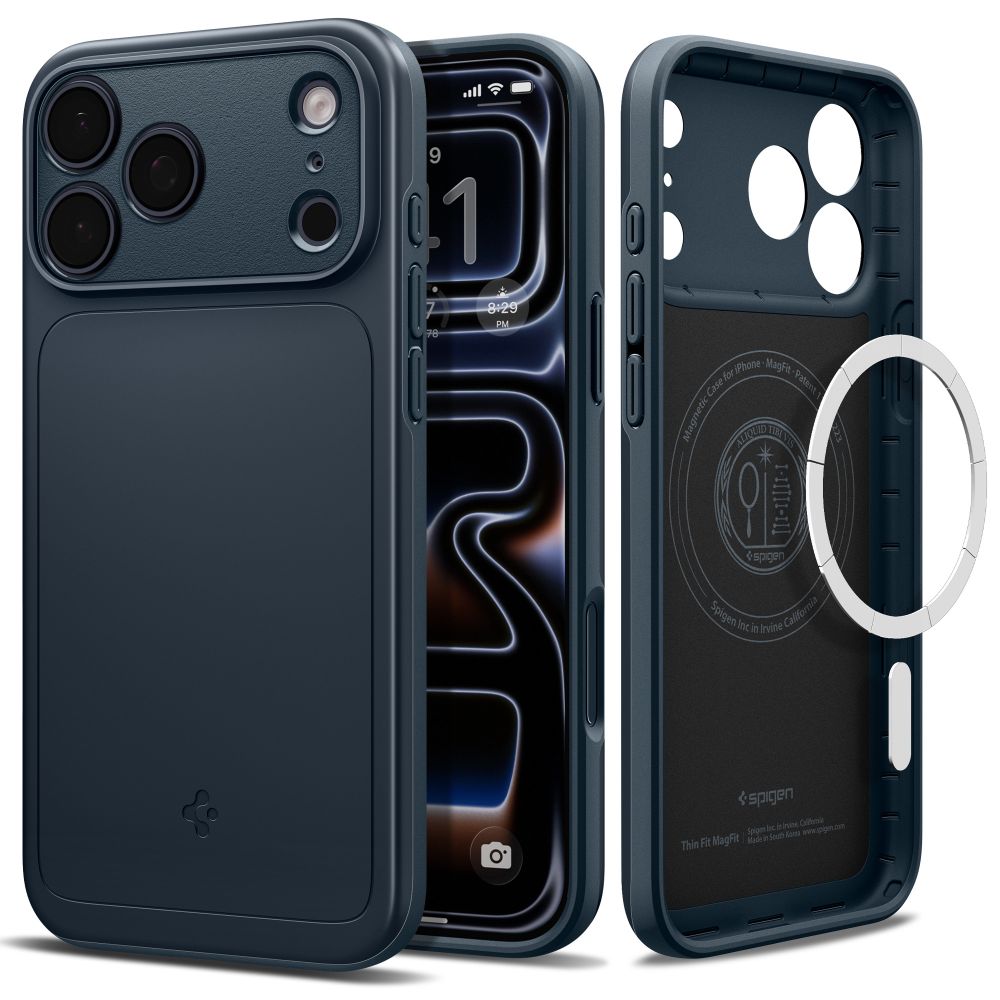 Dėklas Spigen Thin Fit MagSafe iPhone 17 Pro Max / 18 Pro Max, tamsiai mėlynas