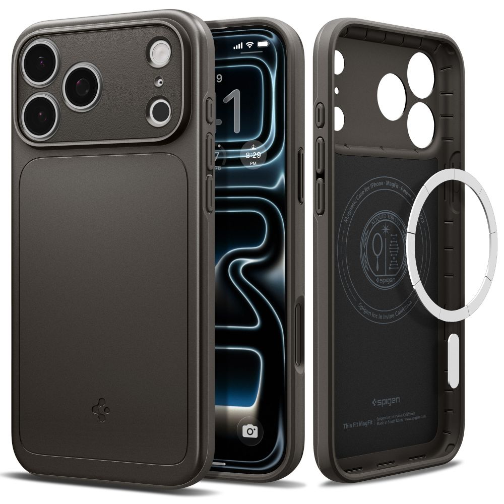 Dėklas Spigen Thin Fit Mag MagSafe iPhone 17 Pro / 18 Pro, pilkas
