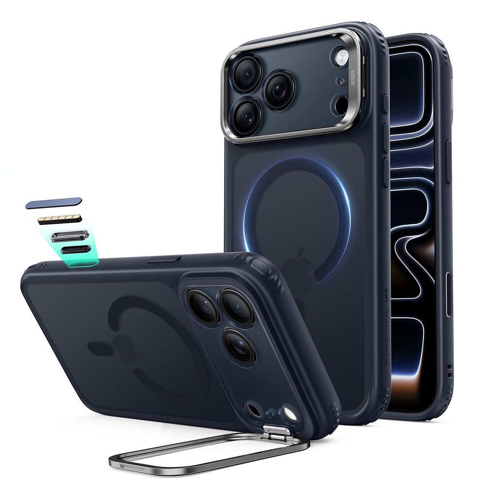 Dėklas ESR Classic Hybrid Kickstand MagSafe iPhone 17 Pro / 18 Pro, matinis mėlynas
