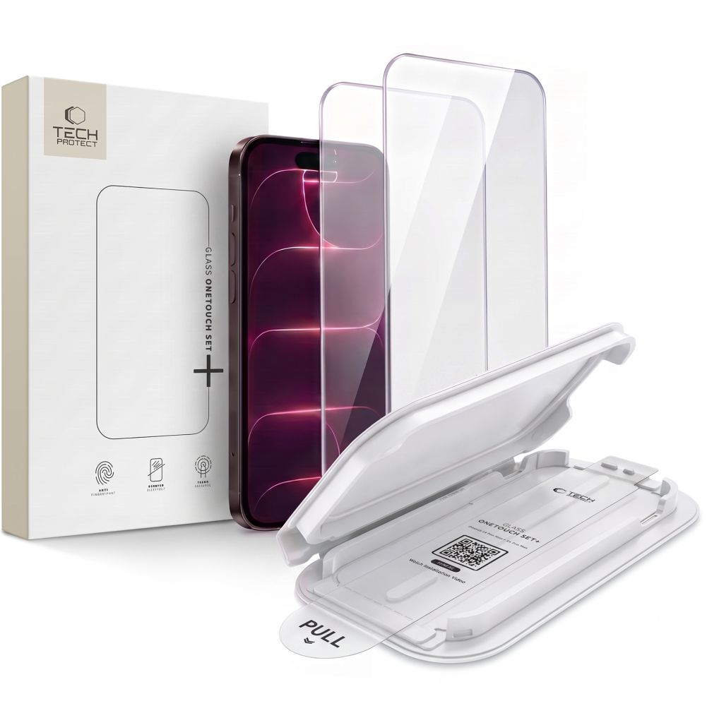 Apsauginis stiklas Tech-Protect OneTouch Set+ iPhone 17 Pro Max / 18 Pro Max, 2 vnt., skaidrus