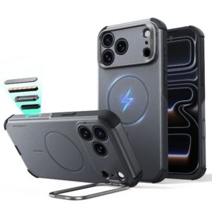 Dėklas ESR Cyber Tough Kickstand MagSafe iPhone 17 Pro / 18 Pro, pilkas