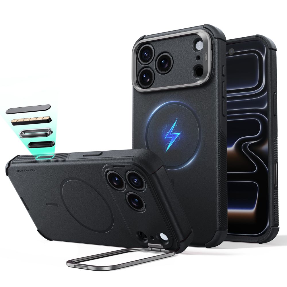 Dėklas ESR Cyber Tough Kickstand MagSafe iPhone 17 Pro Max / 18 Pro Max, juodas