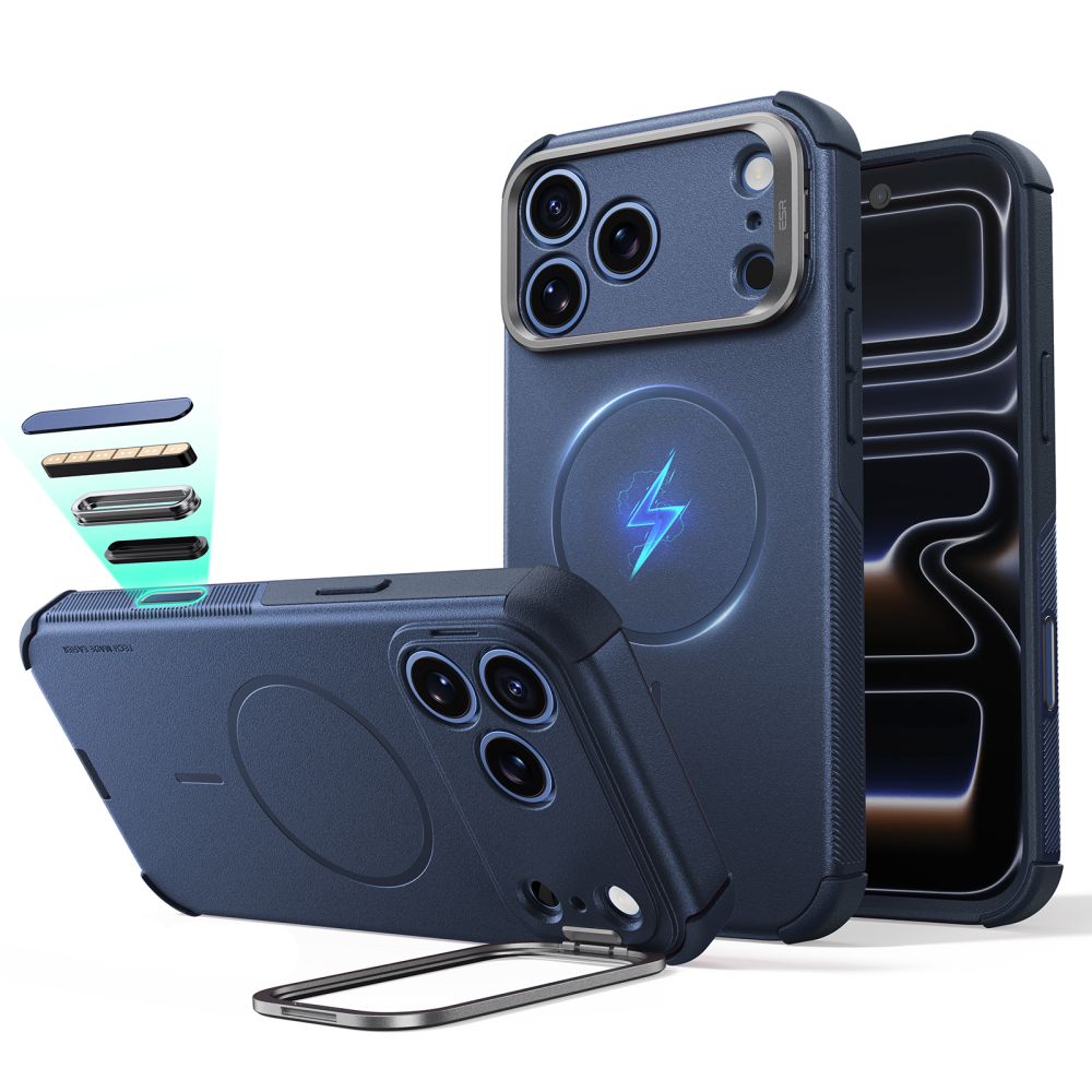Dėklas ESR Cyber Tough Kickstand MagSafe iPhone 17 Pro Max / 18 Pro Max, mėlynas