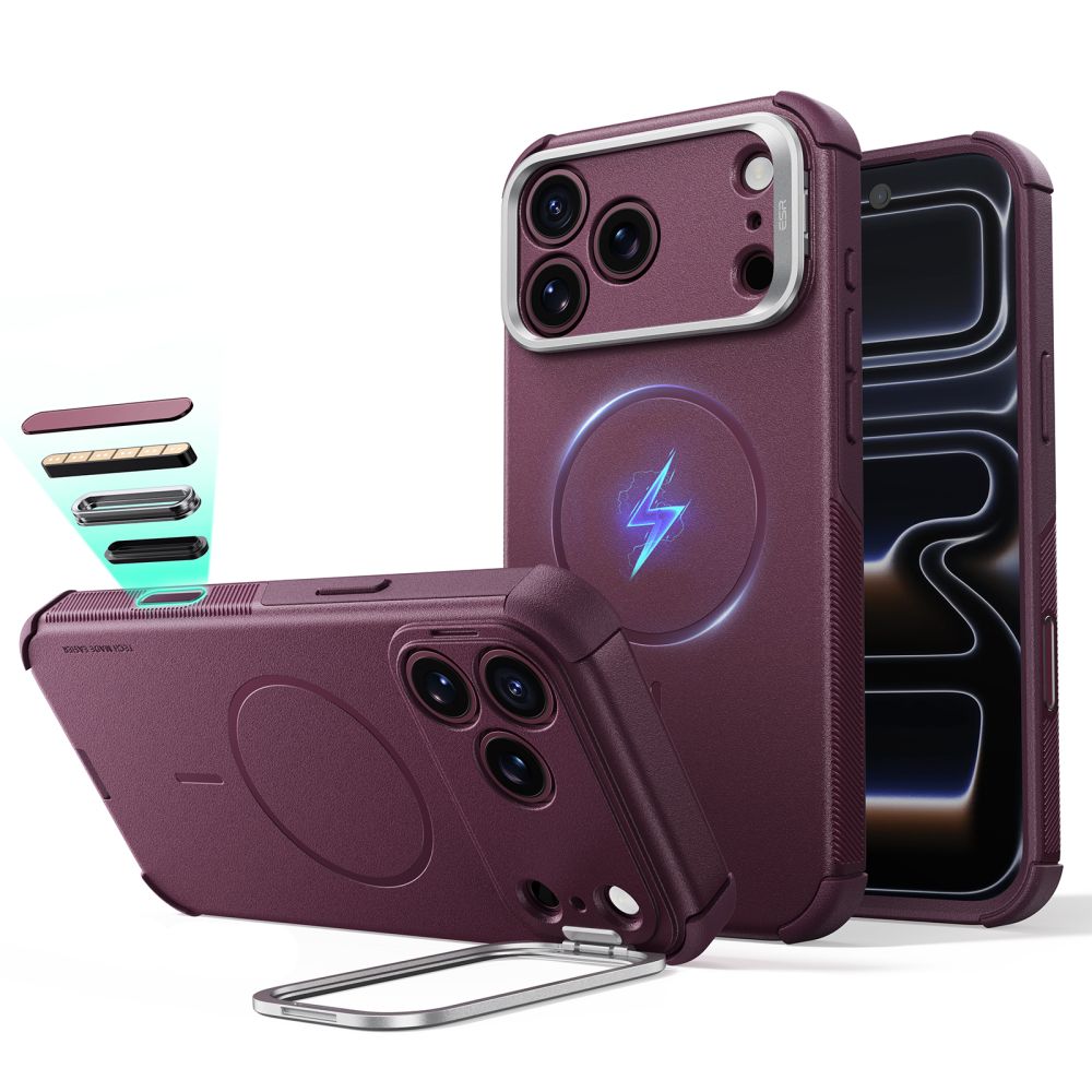 Dėklas ESR Cyber Tough Kickstand MagSafe iPhone 17 Pro Max / 18 Pro Max, bordo