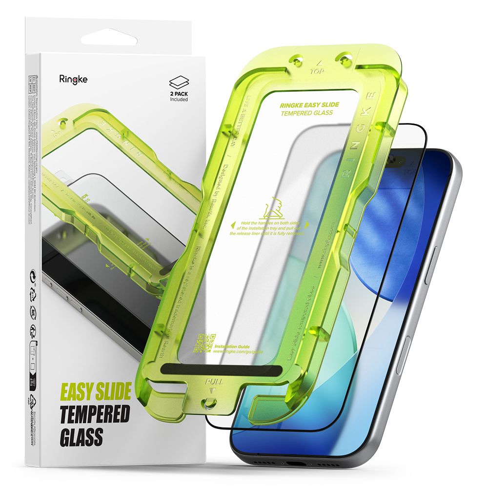 Apsauginis stiklas Ringke Easy Slide iPhone 17 Pro, 2 vnt., juodas