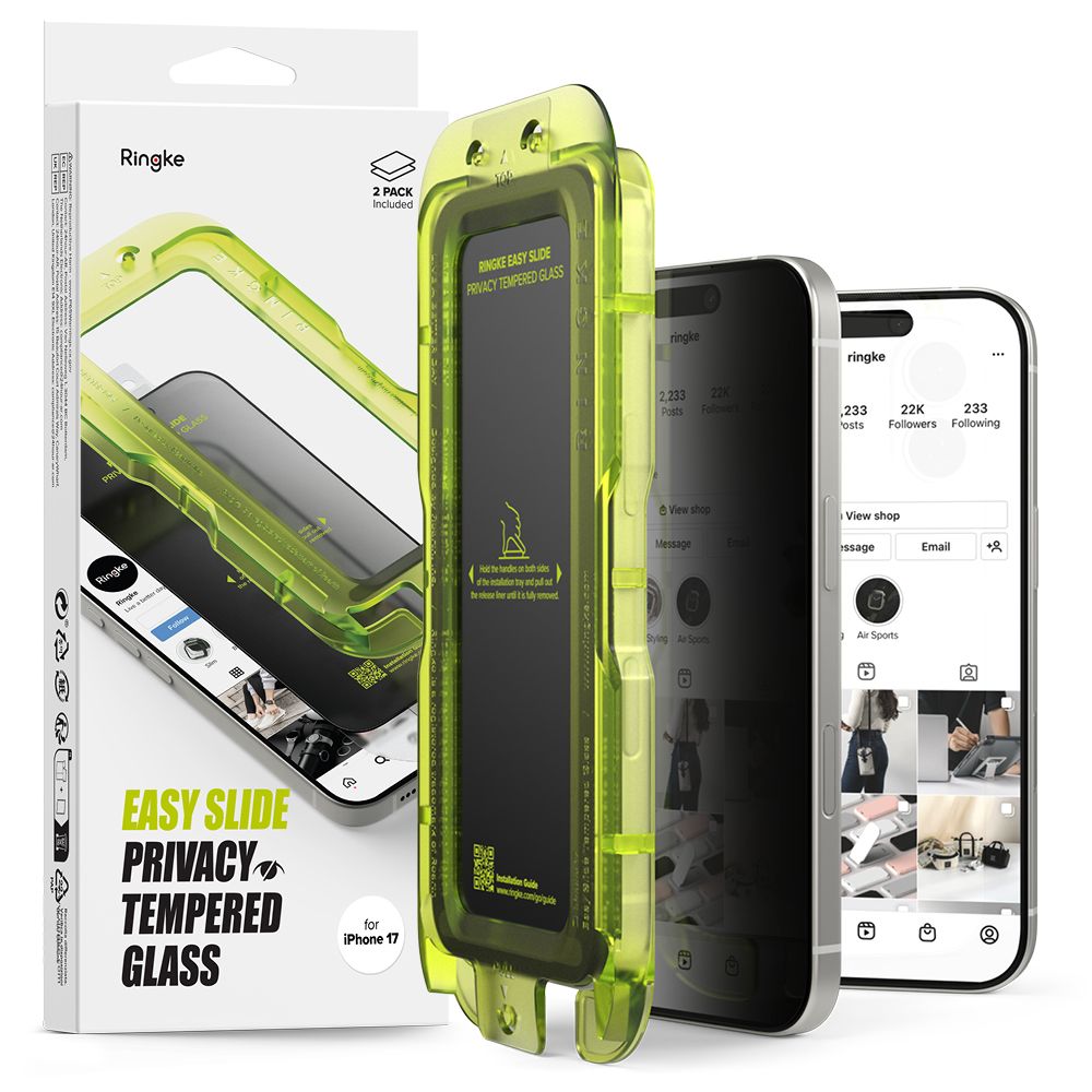 Apsauginis stiklas Ringke Easy Slide Privacy iPhone 17, 2 vnt.