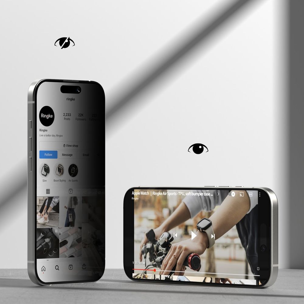 Apsauginis stiklas Ringke Easy Slide Privacy iPhone 17, 2 vnt.