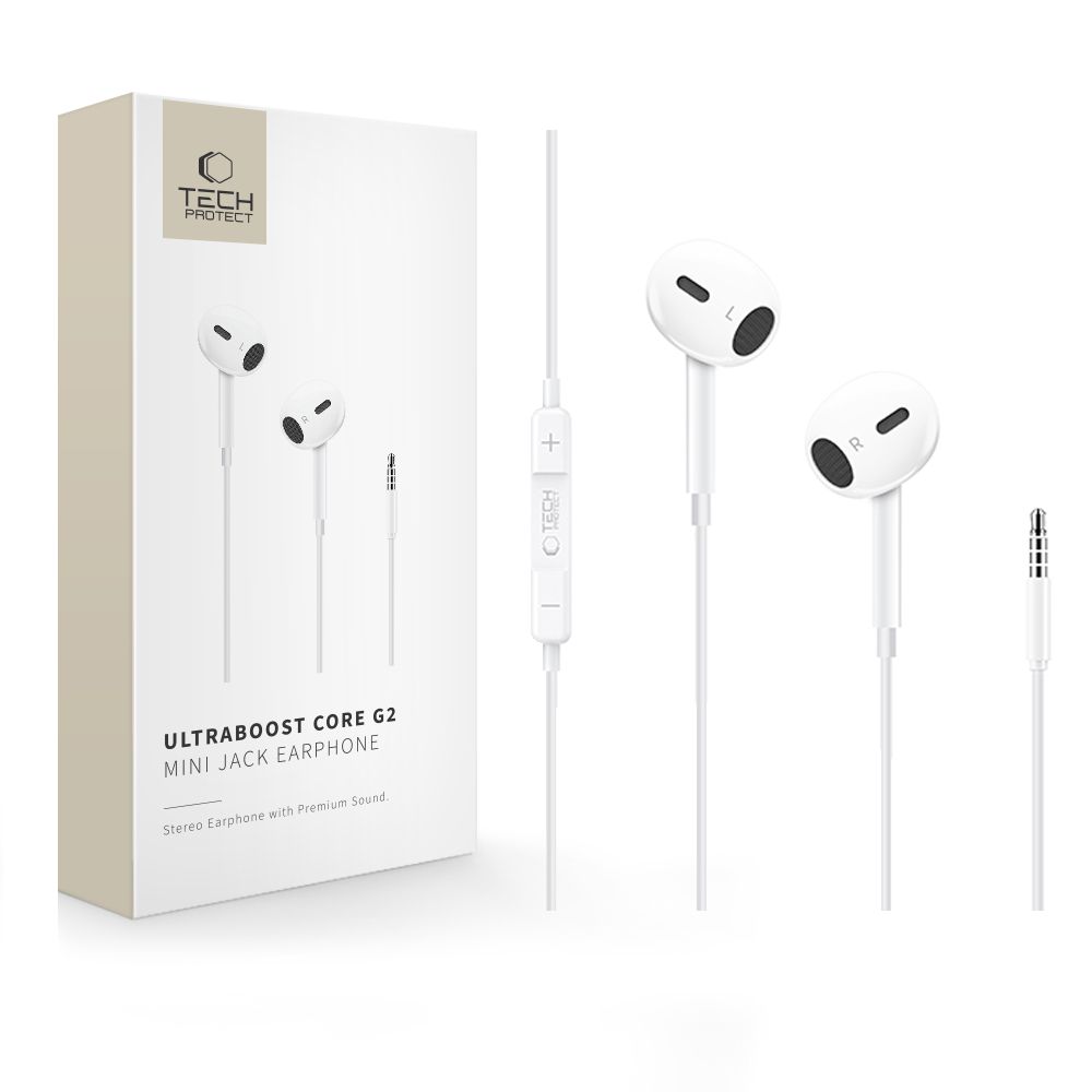 Ausinės Tech-Protect Ultraboost Core G2 Mini Jack, baltos