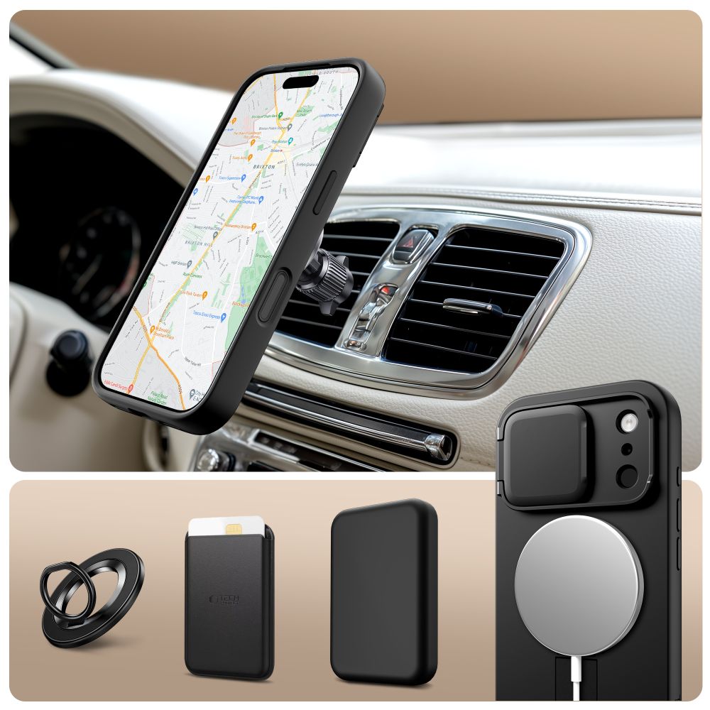 Dėklas Tech-Protect Kevlar Aura MagSafe iPhone 17 Pro Max, juodas