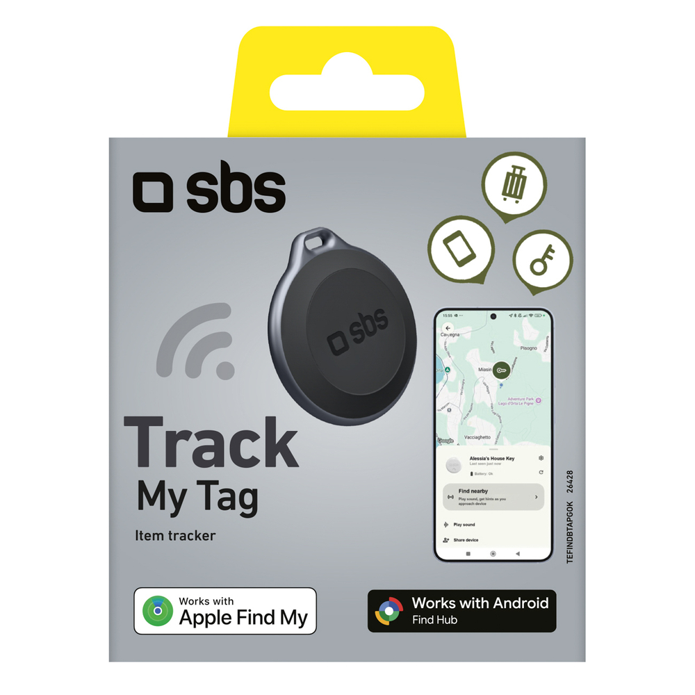 SBS My Tag lokatorius suderinamas su iOS ir Android - juodas