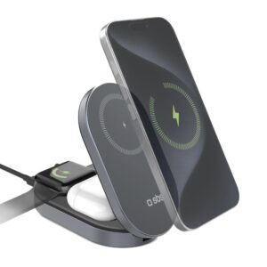 SBS sulankstoma belaidė įkrovimo stotelė 3-in-1 QI2 MFI - Made for iPhone - juodas