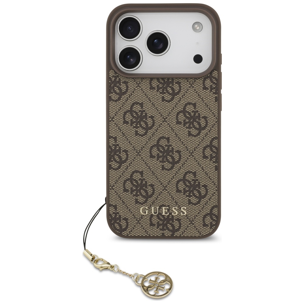 Guess 4G Charms Collection MagSafe dėklas, skirtas iPhone 17 Pro - brown