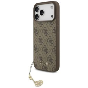Guess 4G Charms MagSafe dėklas iPhone 17 Pro Max – rudas